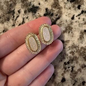 Kendra Scott Elegant Gold and White Stone Earrings